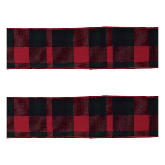 4" x 5yd. Red & Black Plaid Wired Ribbons, 2ct.